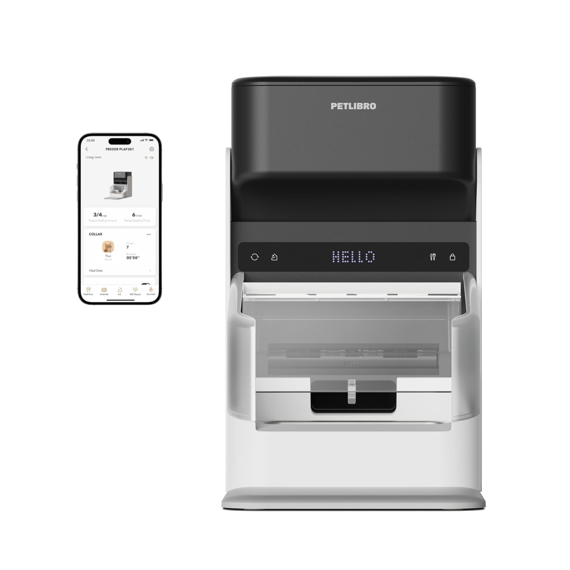 PETLIBRO Automatic Cat Feeder with RFID Collar Sensor, 5G&2.4G Wi-Fi Programmable Cat Food Dispenser, Cats Recognition & Diet Tr
