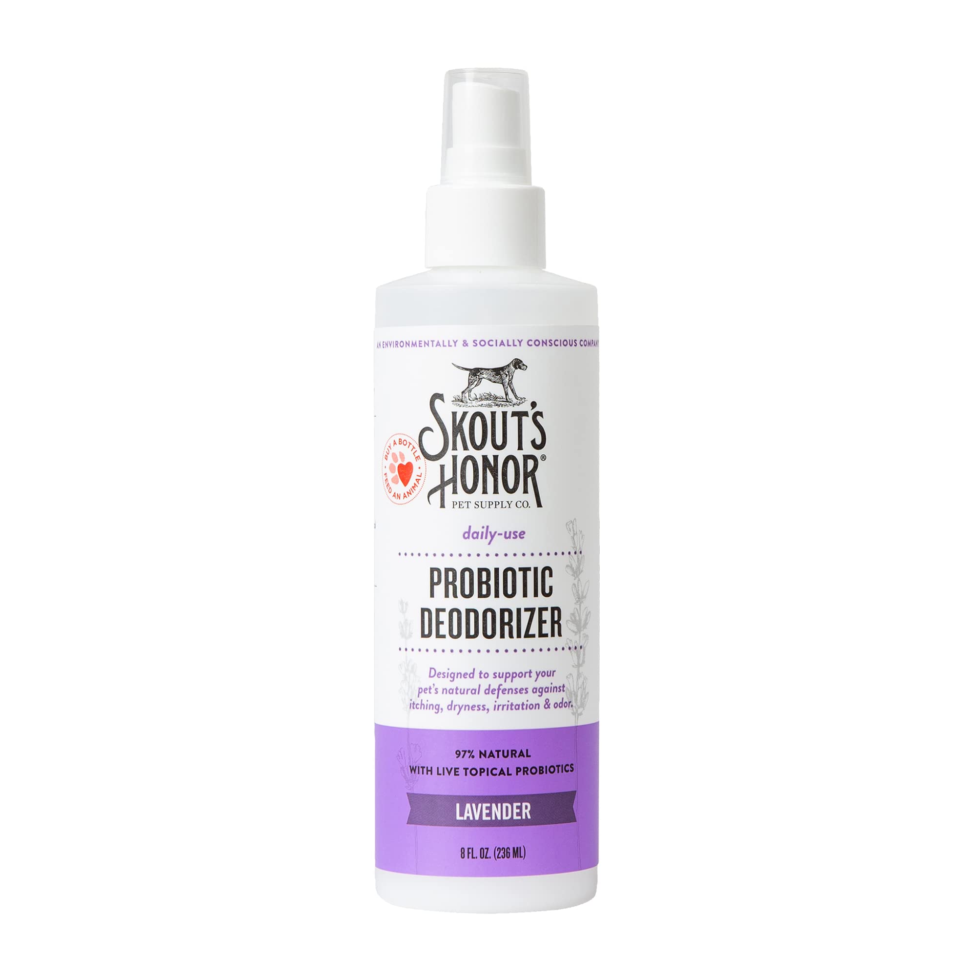 Skout'S Honor Pet Deodorizer Spray- Hydrating Daily-Use With Avocado Oil & Omega-3S, Paraben & Sulfate-Free, 97% Natural, 8Oz, L