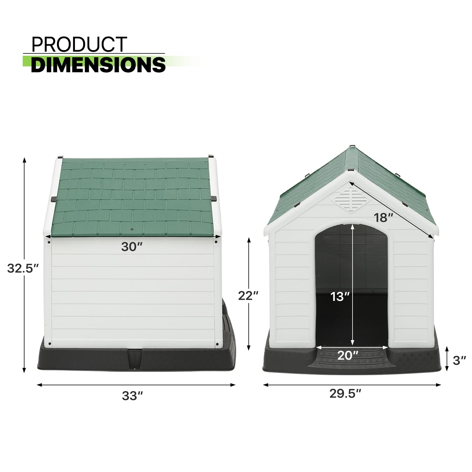 Magshion Big Dog House For Large Dogs Outside Insulated Dog Shelter With Air Vents And Elevated Floor, All Weather Plastic Dogho