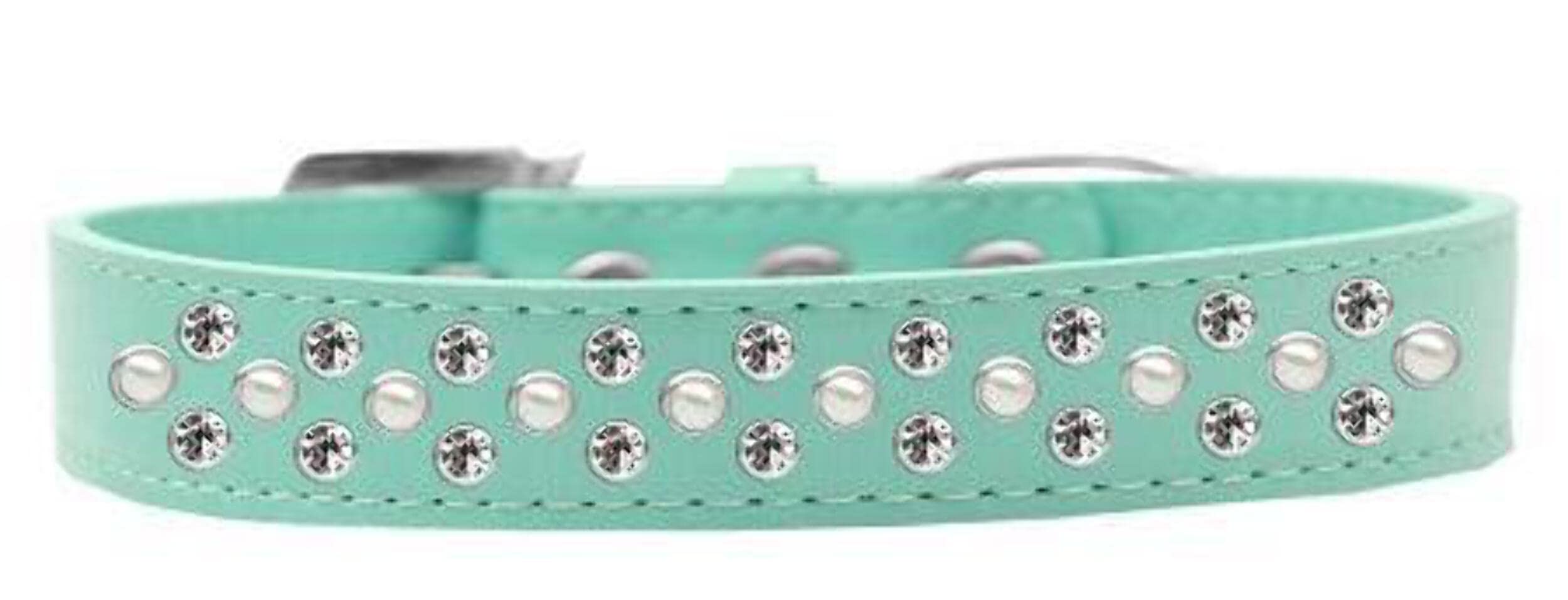 Mirage Pet Products Sprinkles Dog Collar with Pearl and Clear Crystals, Size 18, White