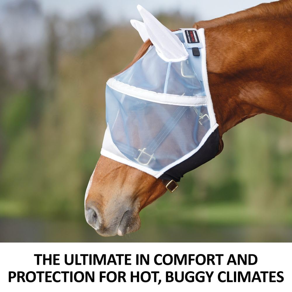 Schneiders X-Spand Mosquito Mesh Sun Visor Fly Horse Mask | 40% UV Shield | X-Spand Spandex Jaw for Secure Fit | Forelock Saver