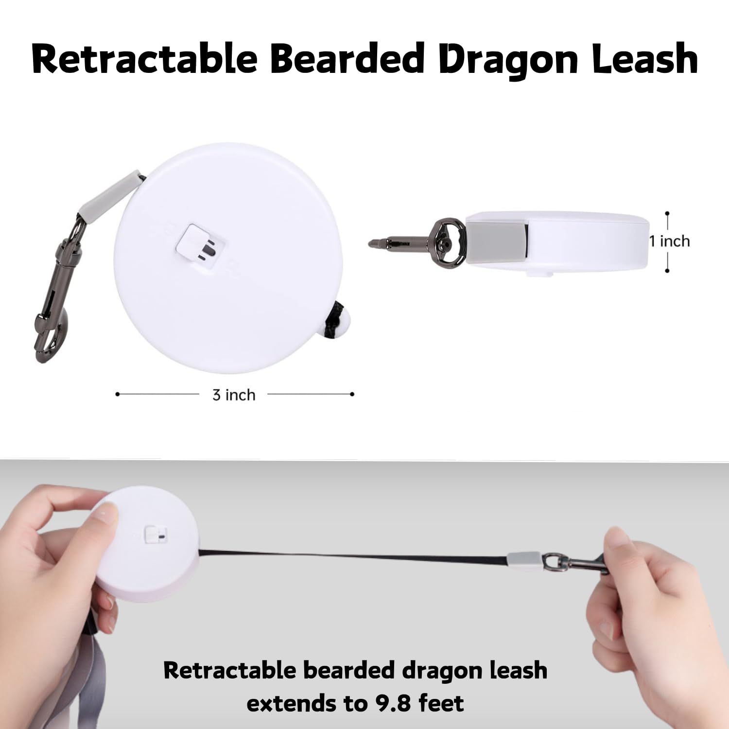 3 Pack Bearded Dragon Harness And Leash Set - Adjustable Soft Leather Lizard Harness With Retractable Leash Small Animal Tractio