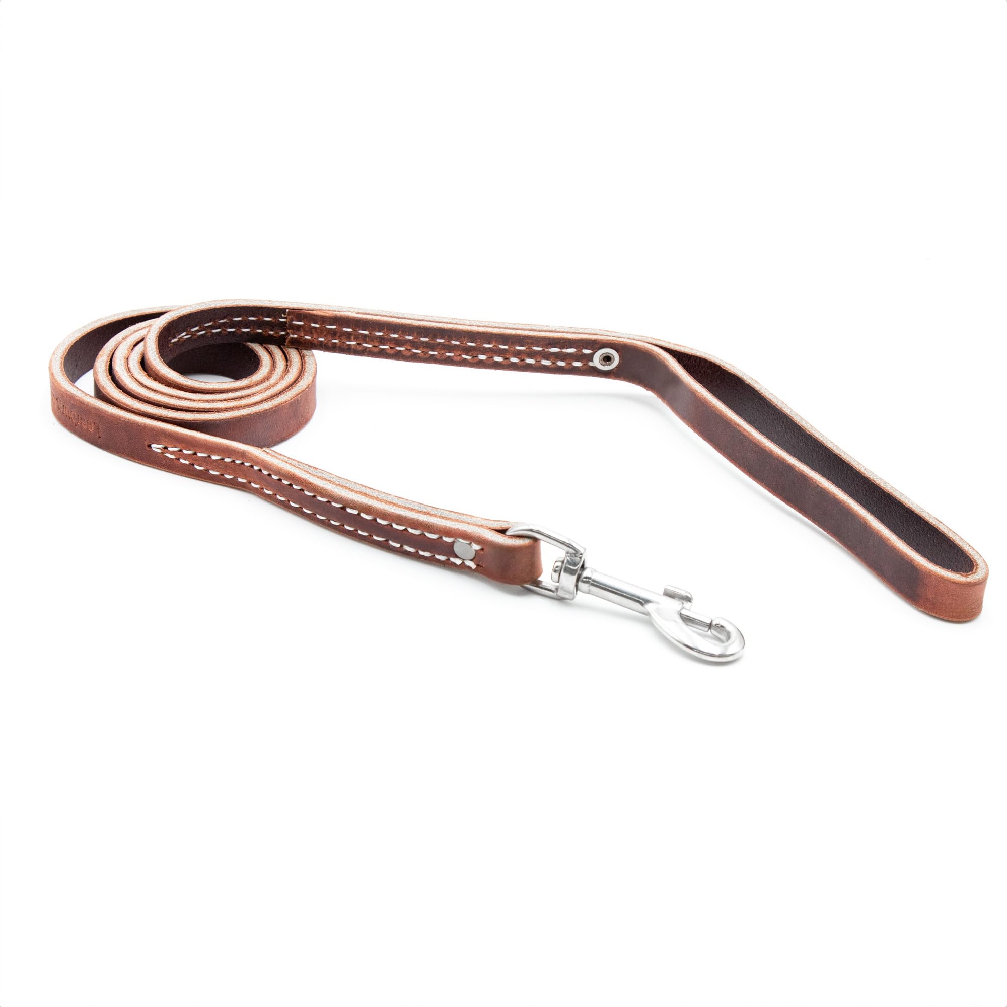 Leerburg'S 1/2 Inch By 6 Foot Brown Latigo Leather Leash With Stainless Steel Hardware, Stainless Steel Clip, Stainless Steel Pop Riveted And Sewn, Amish Made In Wisconsin