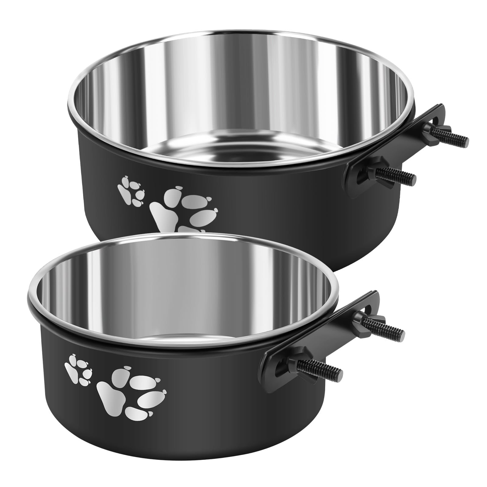 Offkitsly Kennel Water Bowl Hanging, Stainless Steel Dog Crate Water Bowl No Spill, 2 Pack Hanging Dog Bowls For Kennel Cage Cra