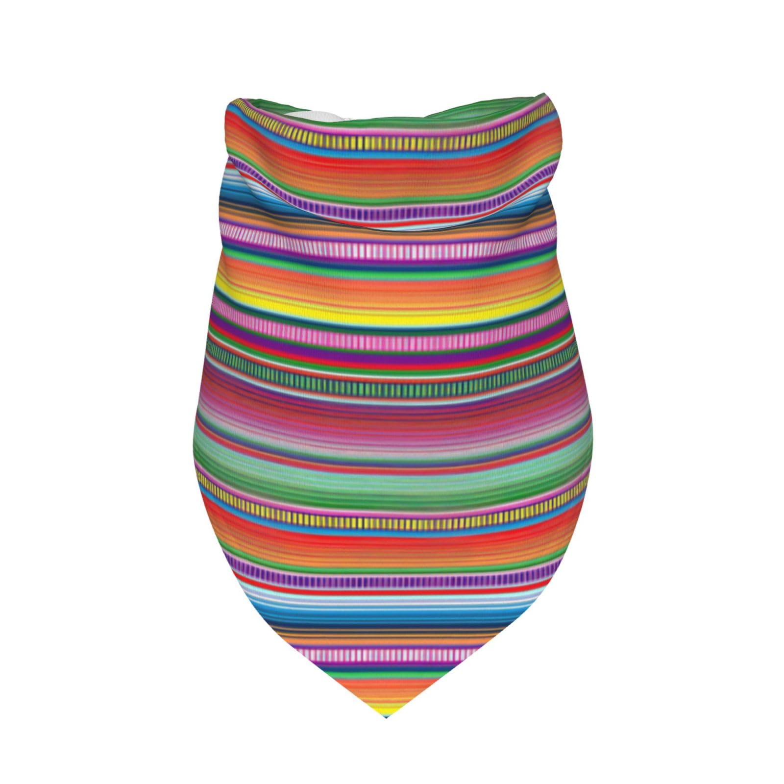 Mexican Serape Color Stripe Dog Bandana Scarf Triangle Bibs Pet Accessories Cat Kerchief