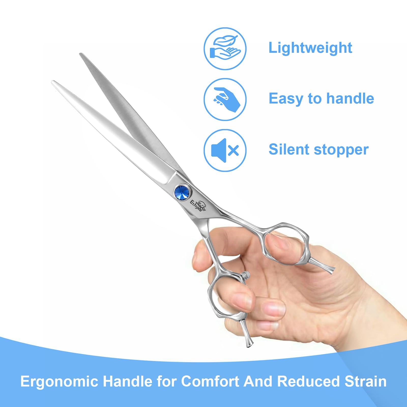 Ethyxe 7'' Dog Grooming Scissors, Premium Stainless Steel Pet Straight Shears For Dogs, Cats, And Small Animals, Sharp For Groom
