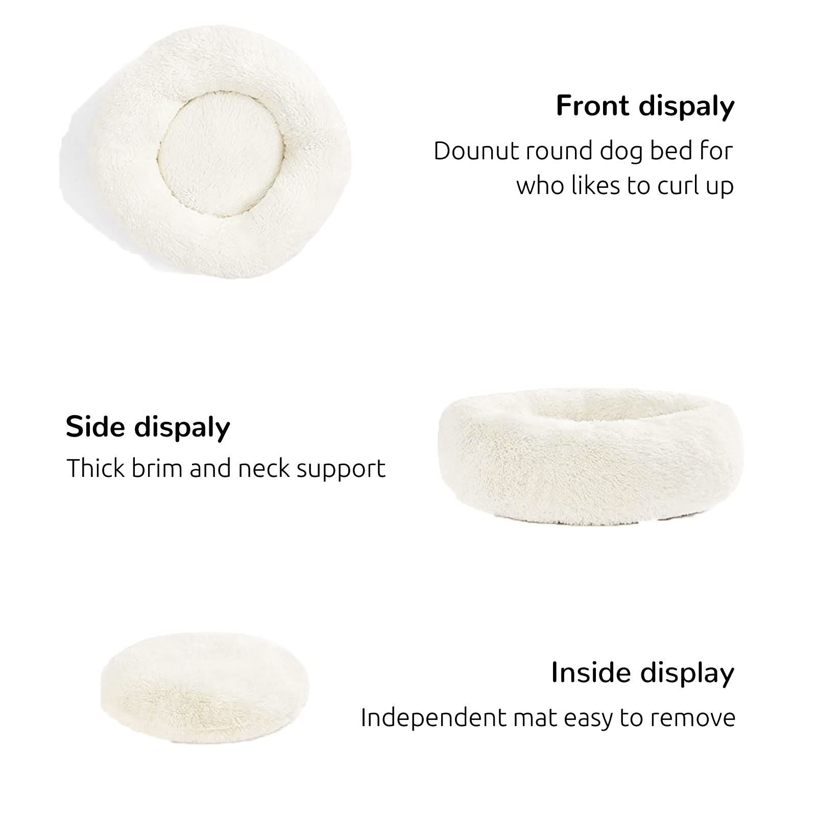 Hachikitty Calming Donut Cuddler Dog Bed, Indoor Puppy Bed For Large Dogs, 30''