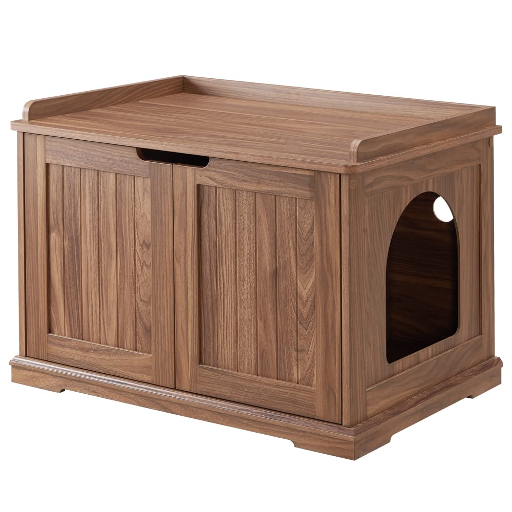 unipaws Cat Litter Box Enclosure Furniture, Cat Washroom, Hidden Litter Box Cover, Cabinet for Large Cat, Dog Proof Cat Litter B