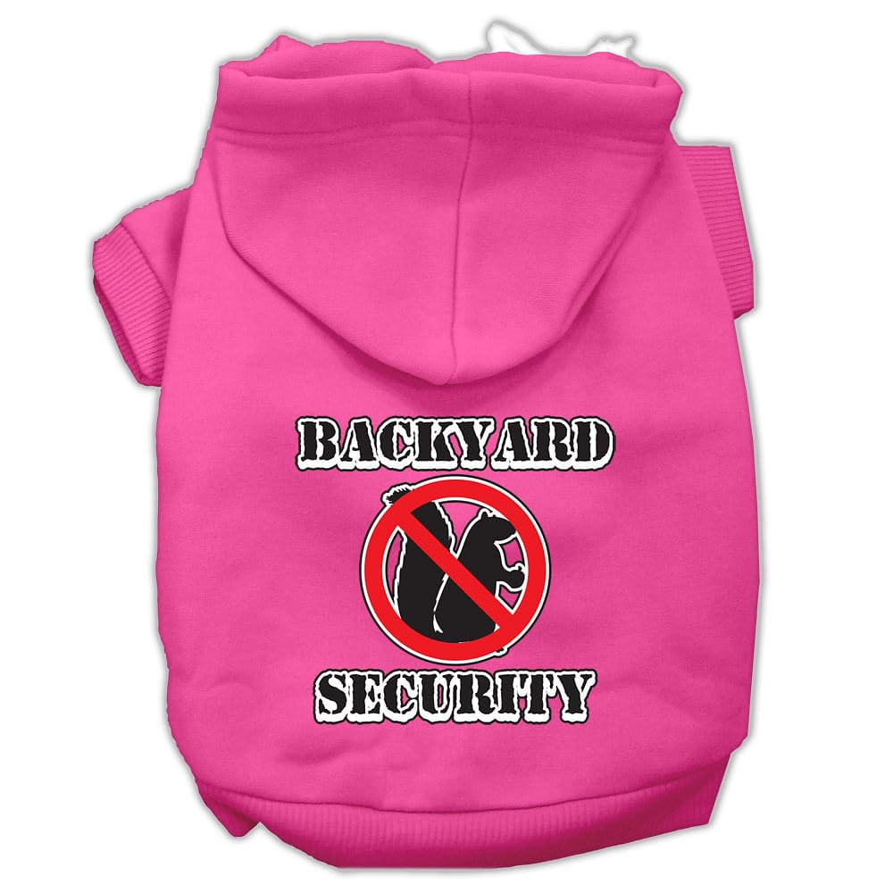 Pet, Dog & Cat Hoodie Screen Printed, 'Backyard Security' Bright Pink Lg (10-14 Lbs.)
