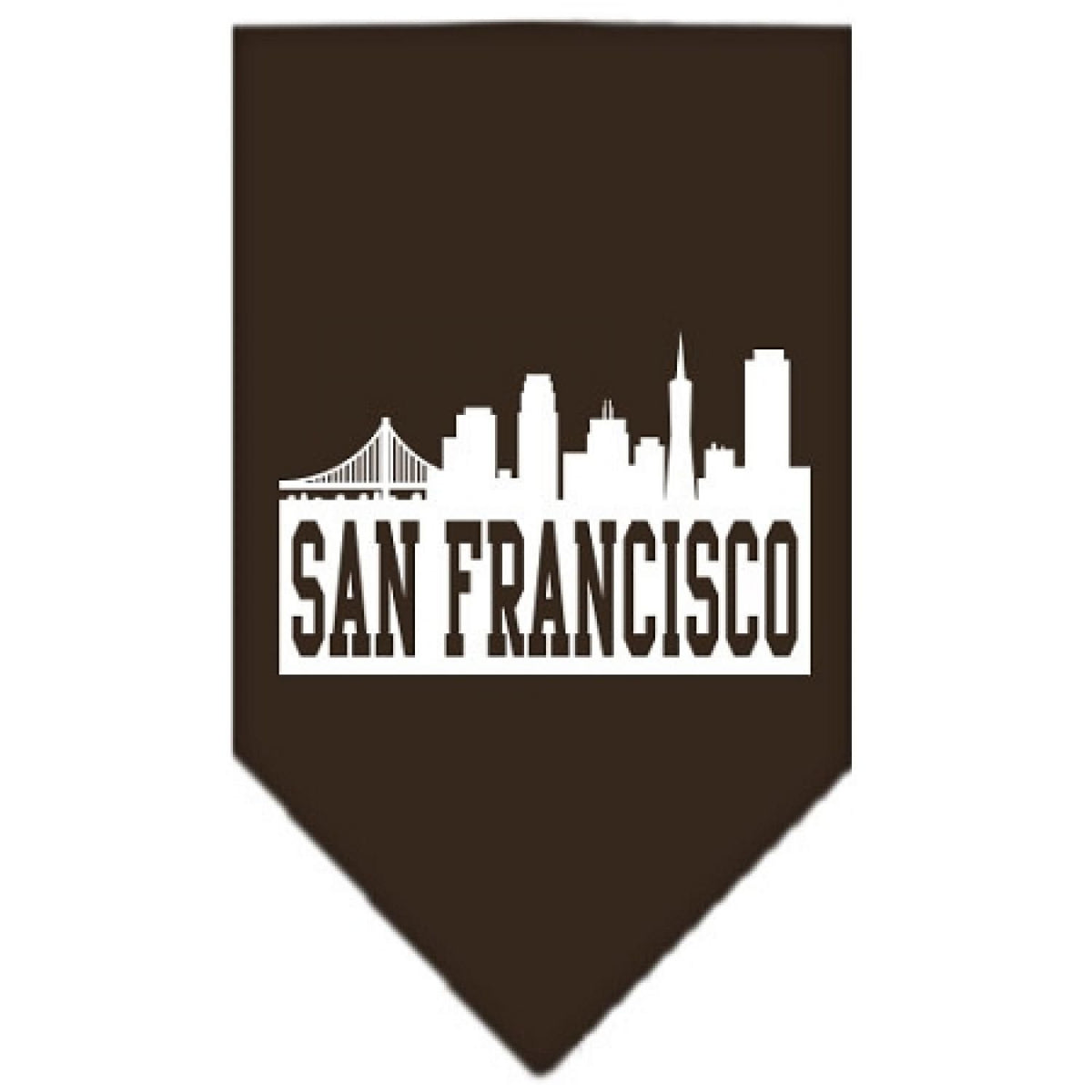 Pet and Dog Bandana Screen Printed, &quot;San Francisco Skyline&quot; Cocoa Small