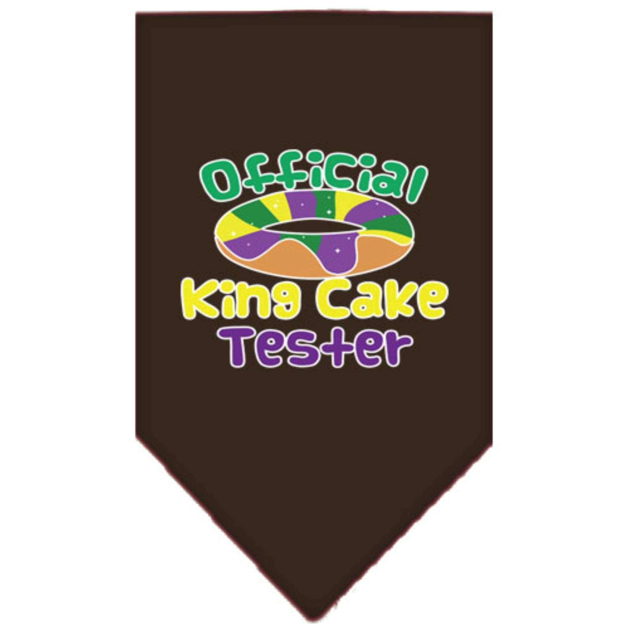 Pet and Dog Bandana Screen Printed, &quot;King Cake Tester&quot; Cocoa Large