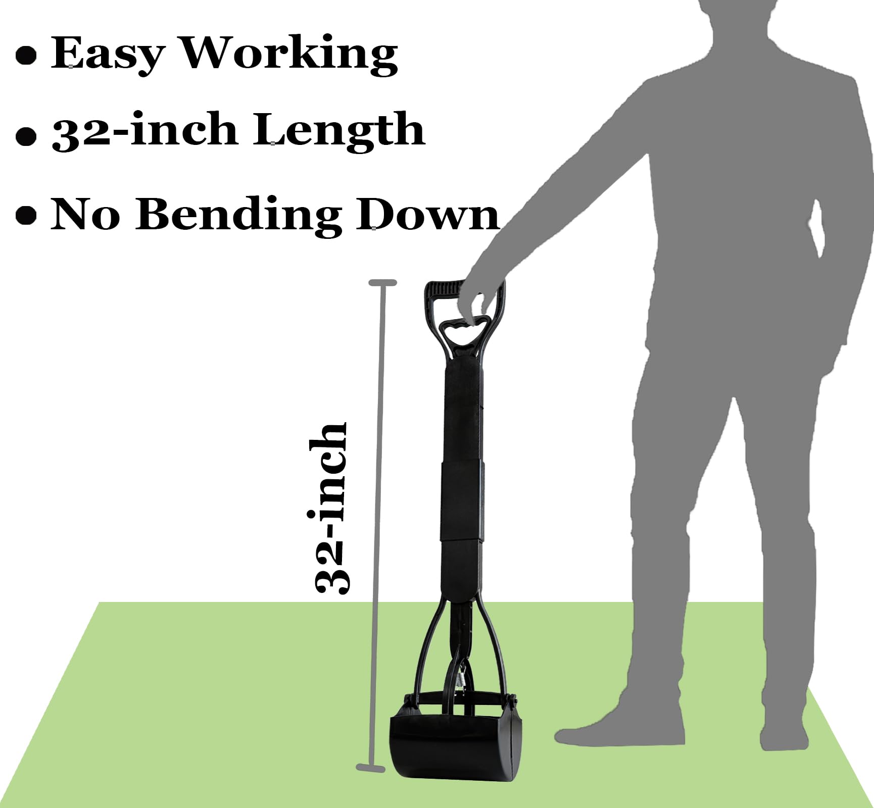 Ienjoyed 32' Dog Pooper Scooper For Small Dog To Large Dog, Heavy Duty Dog Poop Scooper For Yard & Walks, Durable Double Spring