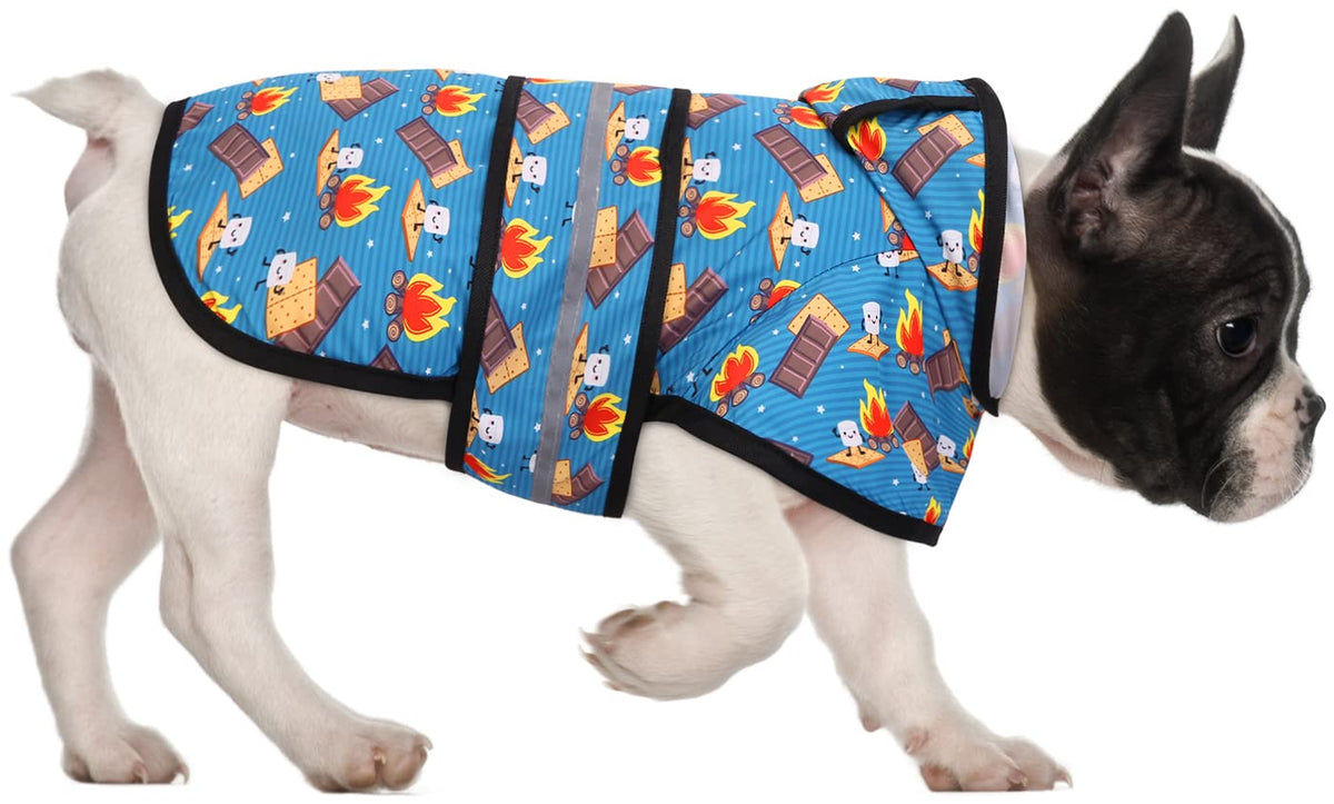 Hde Dog Raincoat Hooded Slicker Poncho For Small To X-Large Dogs And Puppies Happy Camper - S