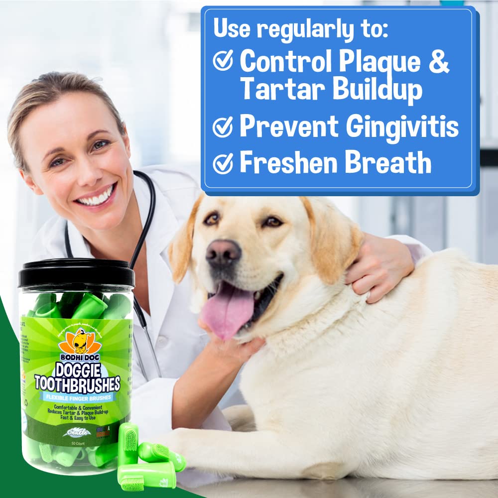 Bodhi Dog Finger Toothbrush for Dogs & Cats - Puppy Toothbrush with Soft Flexible Silicone Bristles, Gentle for Sensitive Gums,