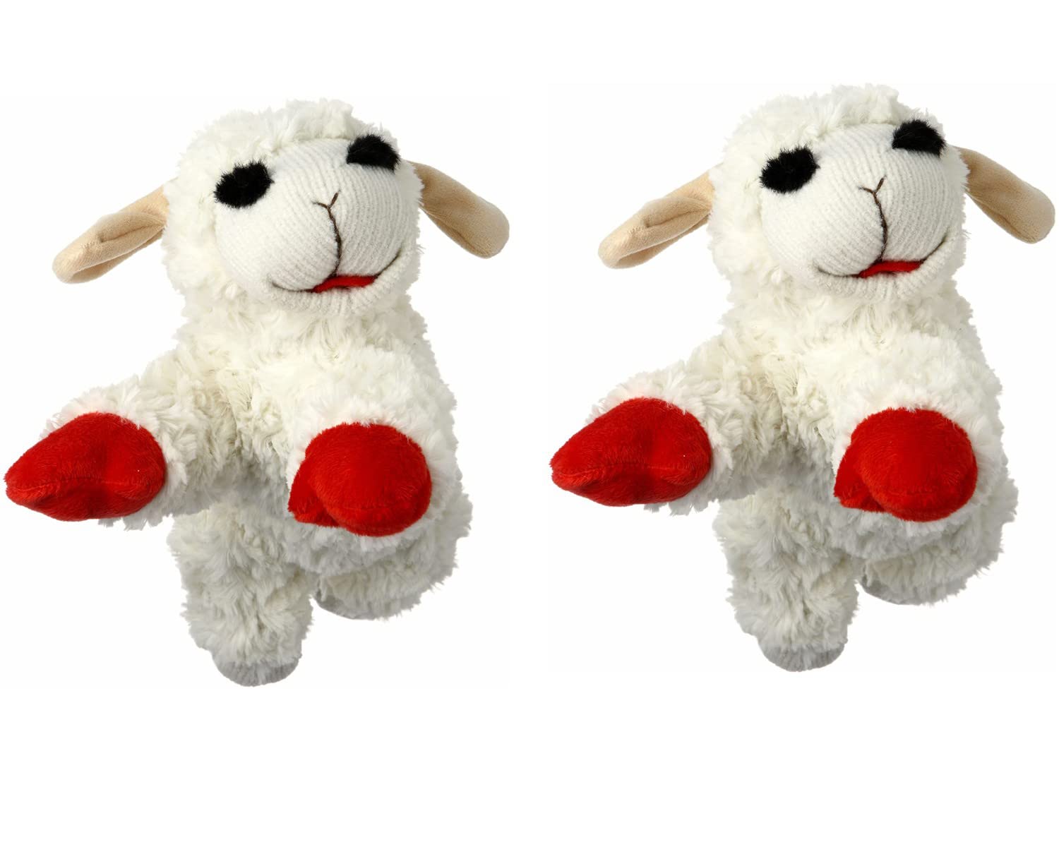 HDP Lambchop Plush Dog Toy 10'' with Squeaker Color:White Size:Set of 2