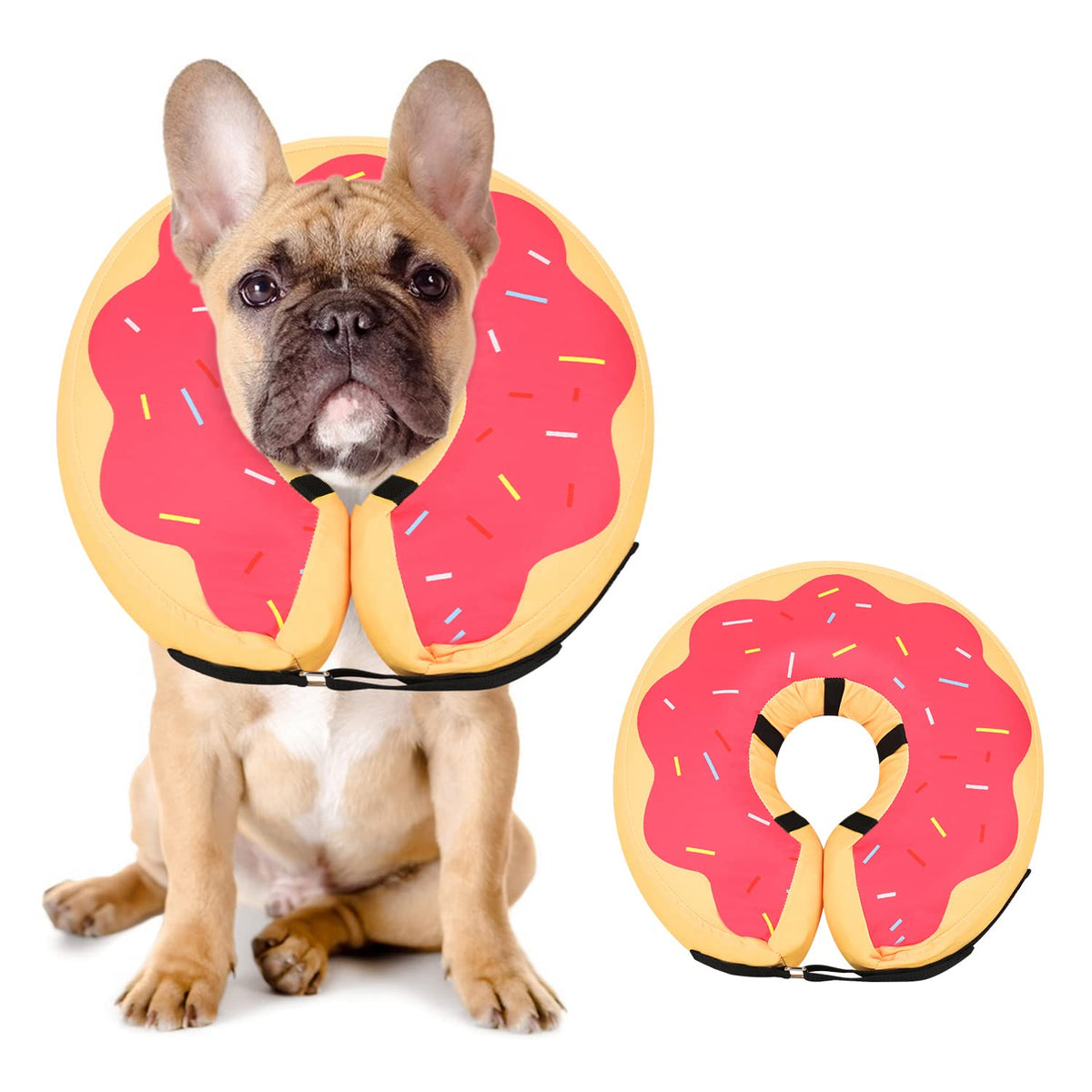 Midog Dog Cone, Soft Cone For Dogs After Surgery, Pet Inflatable Collar Protective Recovery Donut Collar To Prevent Pets From Touching Stitches, Wounds, And Rashes - Deepred,M