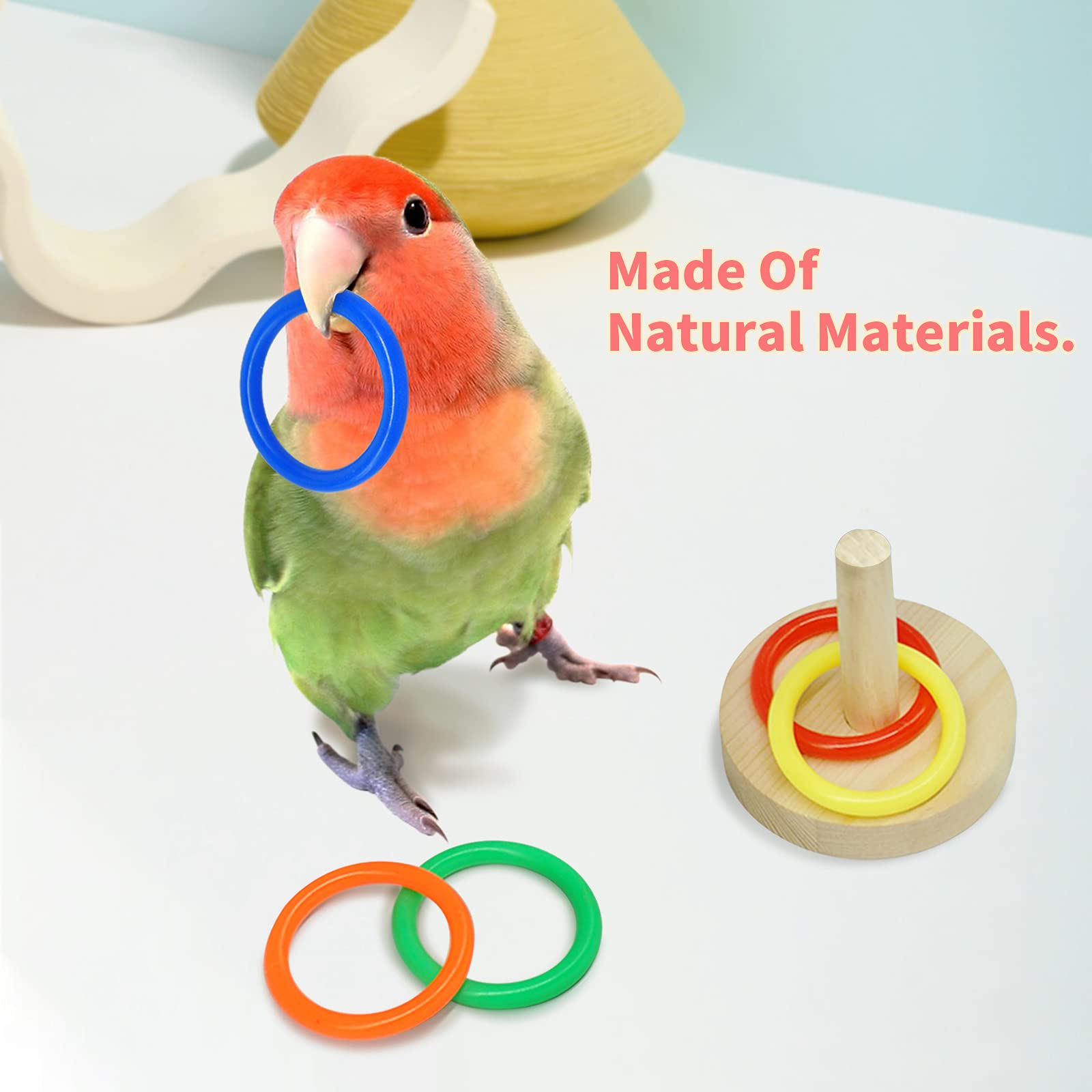 Bird Toys For Parakeets,5pcs Parrot Toys Set (Include Bird Basketball Toy?Bird Skateboard?Bird Stacking Toy?Parrot Wooden Block