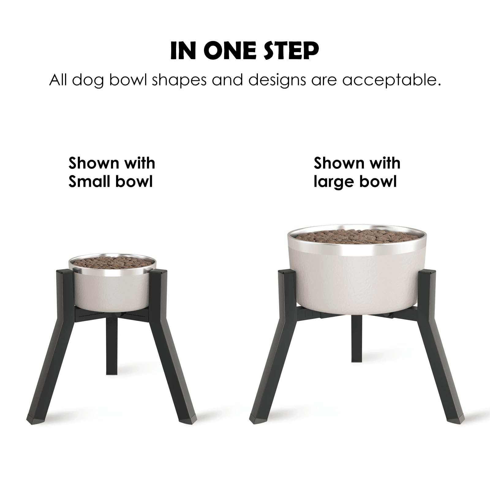 Tidant Elevated Dog Bowl Stand For Medium To Large Dogs, Adjustable Width For 7-10.6'' Bowls, 11'' Tall Single Holder, Black