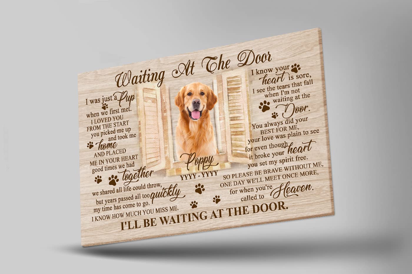 Personalized Dog Memorial Canvas Waiting At The Door Sympathy Gift For Loss Of Dog Remembrance Gift For Pet Owners Jcd784 (24X16