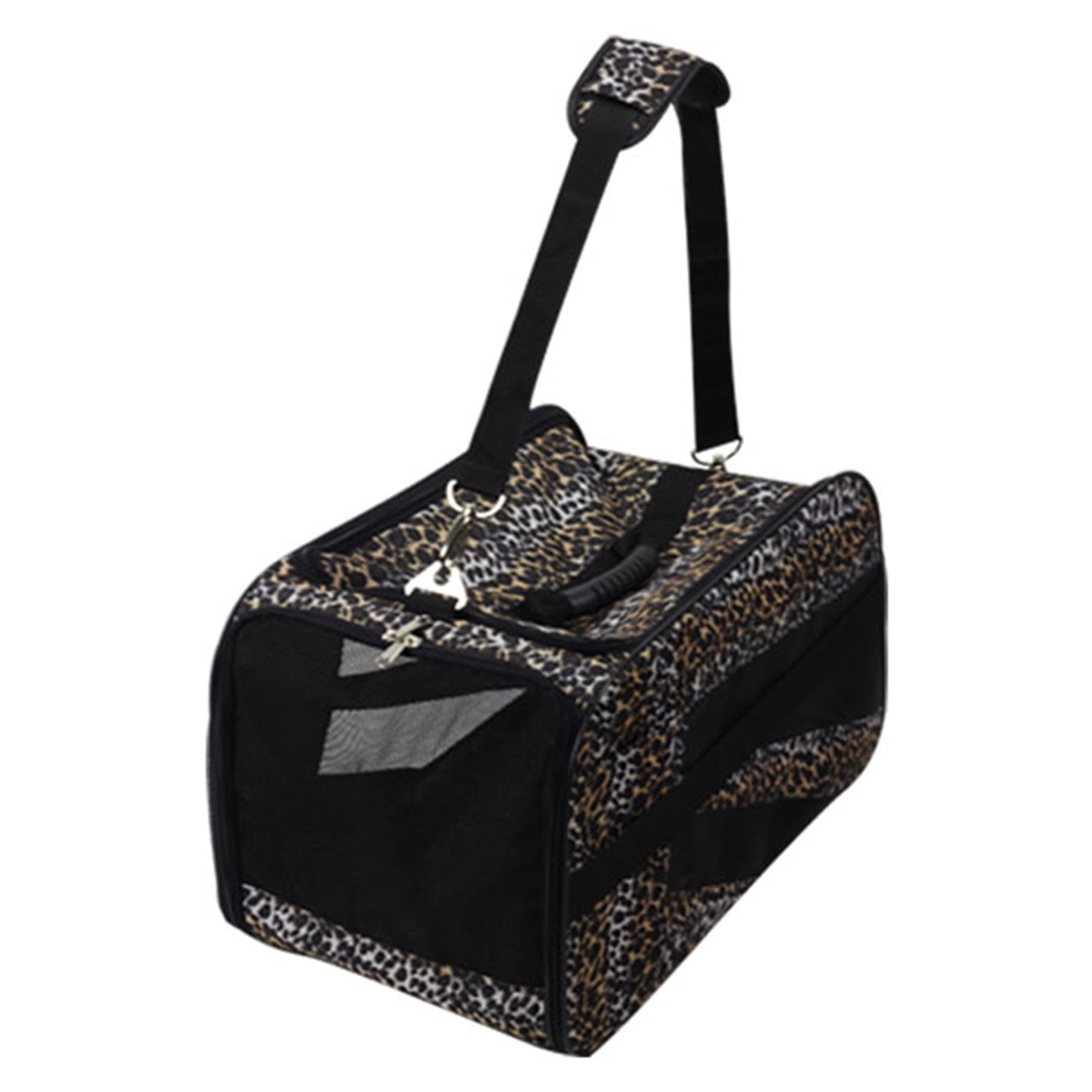 dbest products Pet Smart Cart Carrier, Medium, Leopard, Soft Sided Collapsible Folding Travel Bag, Dog Cat Airline Approved Tote