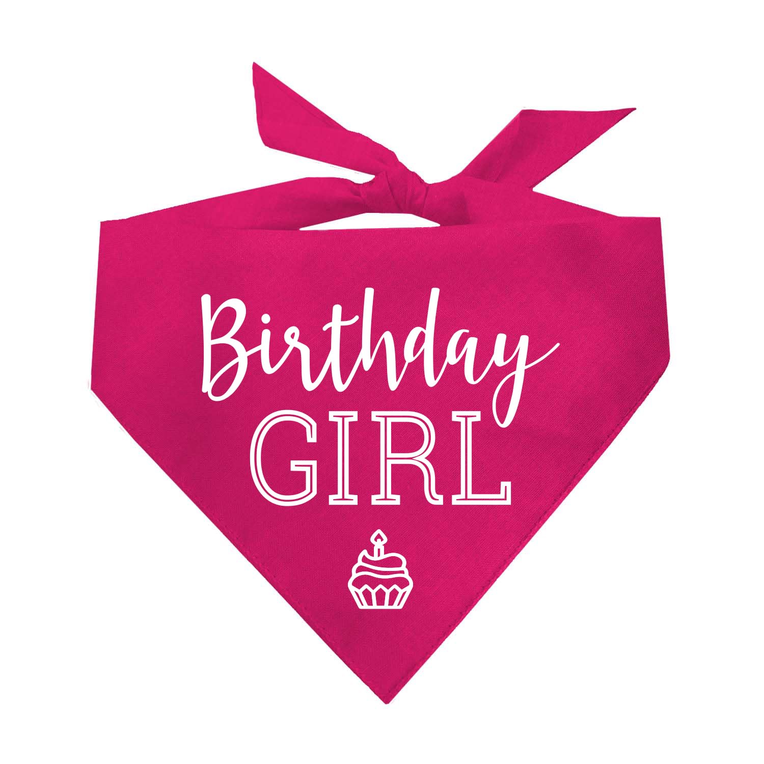 Birthday Girl With Cupcake Dog Pawdy Celebration Printed Dog Bandana (Pink Os 215)