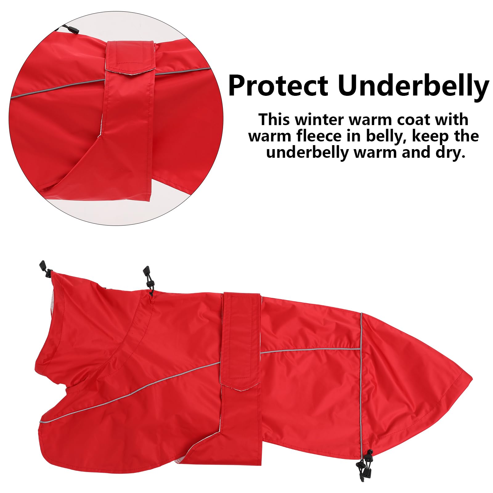 Greyhound Lurcher Raincoat, Whippet Rain Gear With Reflective Bar, Rain/Waterproof, Adjustable Bands And Drawstring In Autumn And Winter - Red - Xlarge
