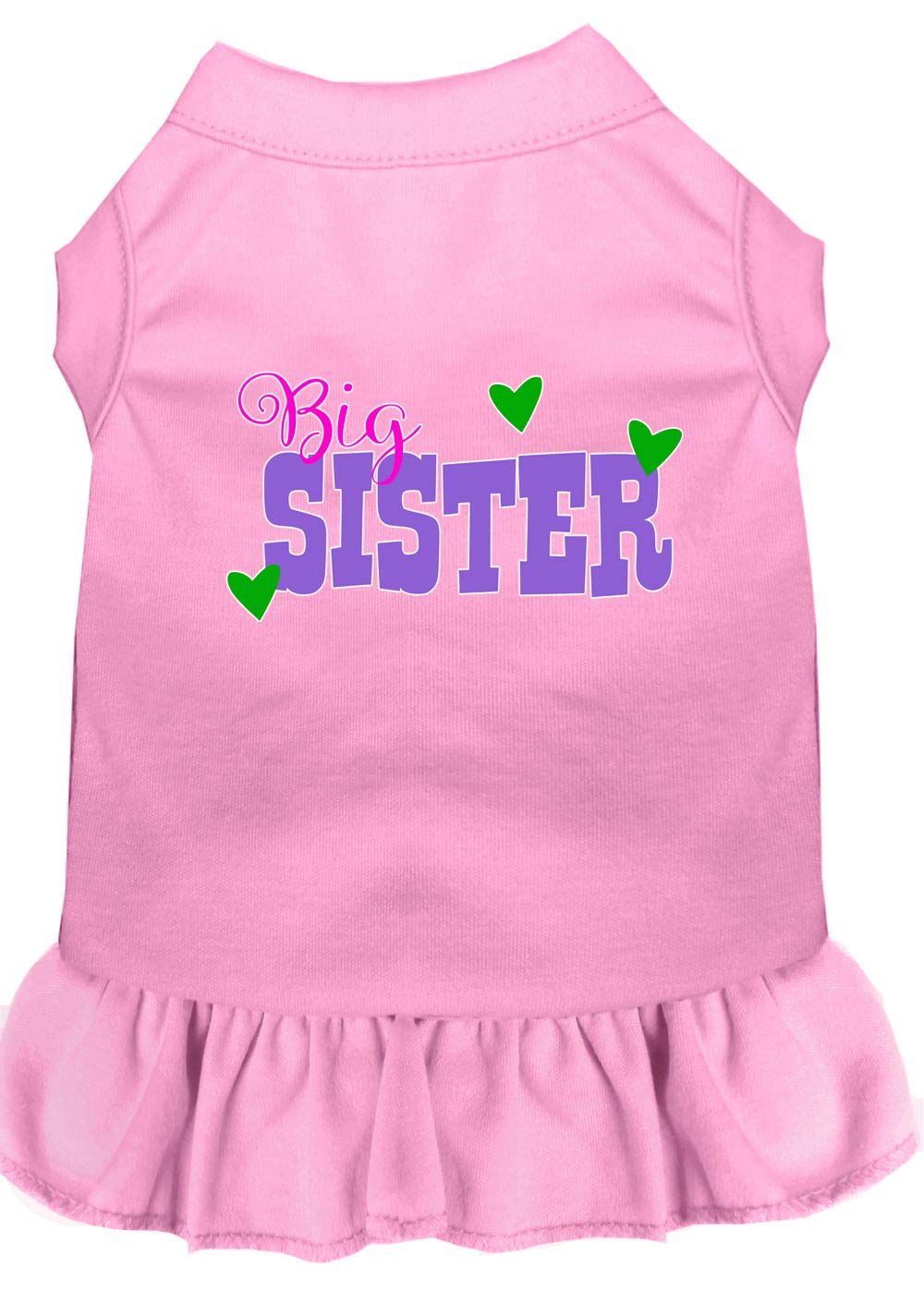Pet Dog & Cat Dress Screen Printed, "Big Sister" Light Pink 4XL (30-45 lbs.)