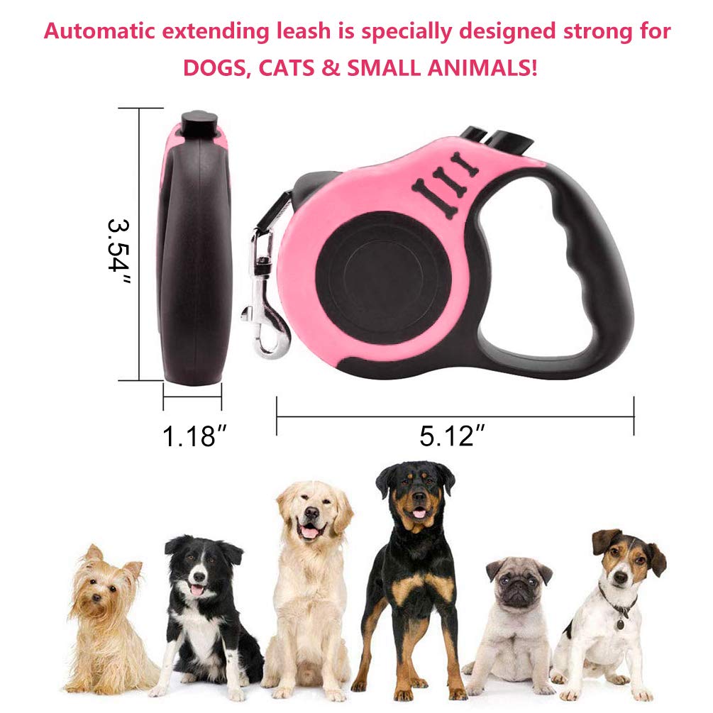 Retractable Dog Leash For Medium - Small Dogs And Cats - 16.5Ft Tangle Free, Heavy Duty Walking Leash With Anti Slip Handle, Pau
