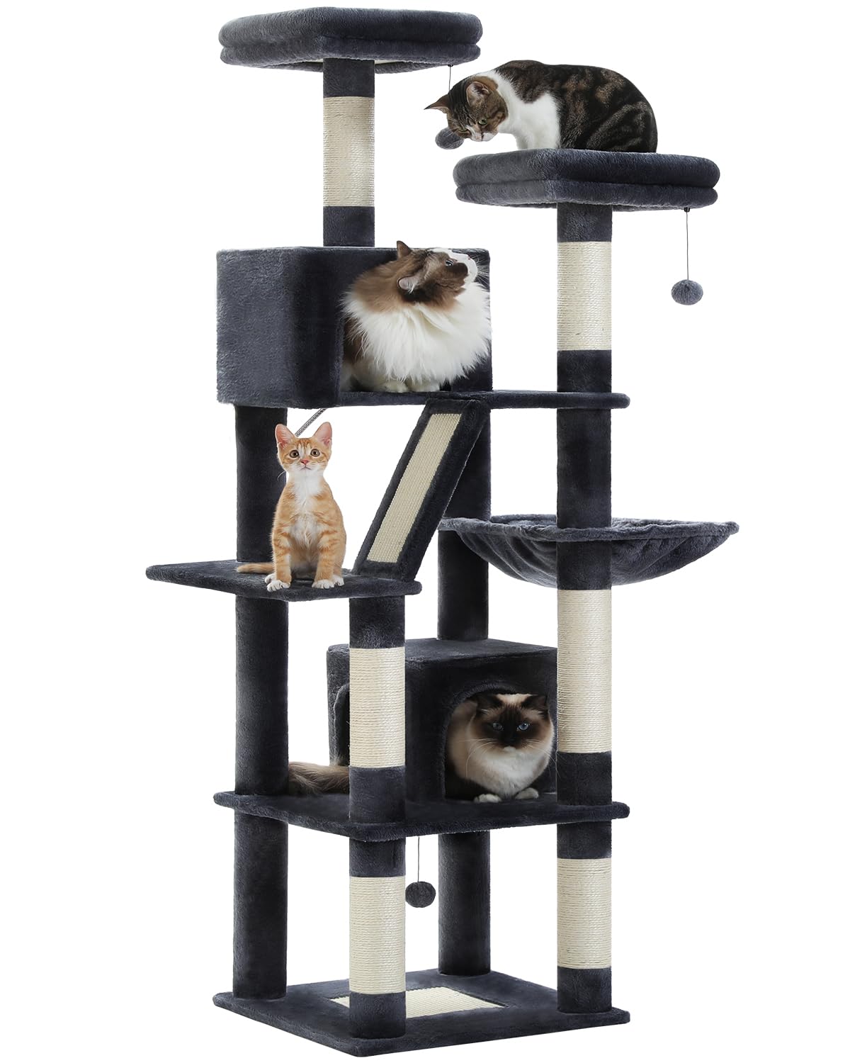 Muttros Tall Cat Tree 70.9''- Cat Tower With 6 Scratching Posts, Multi-Level Cat Climbing Tower With 2 Cat Condo, 2 Scratching B