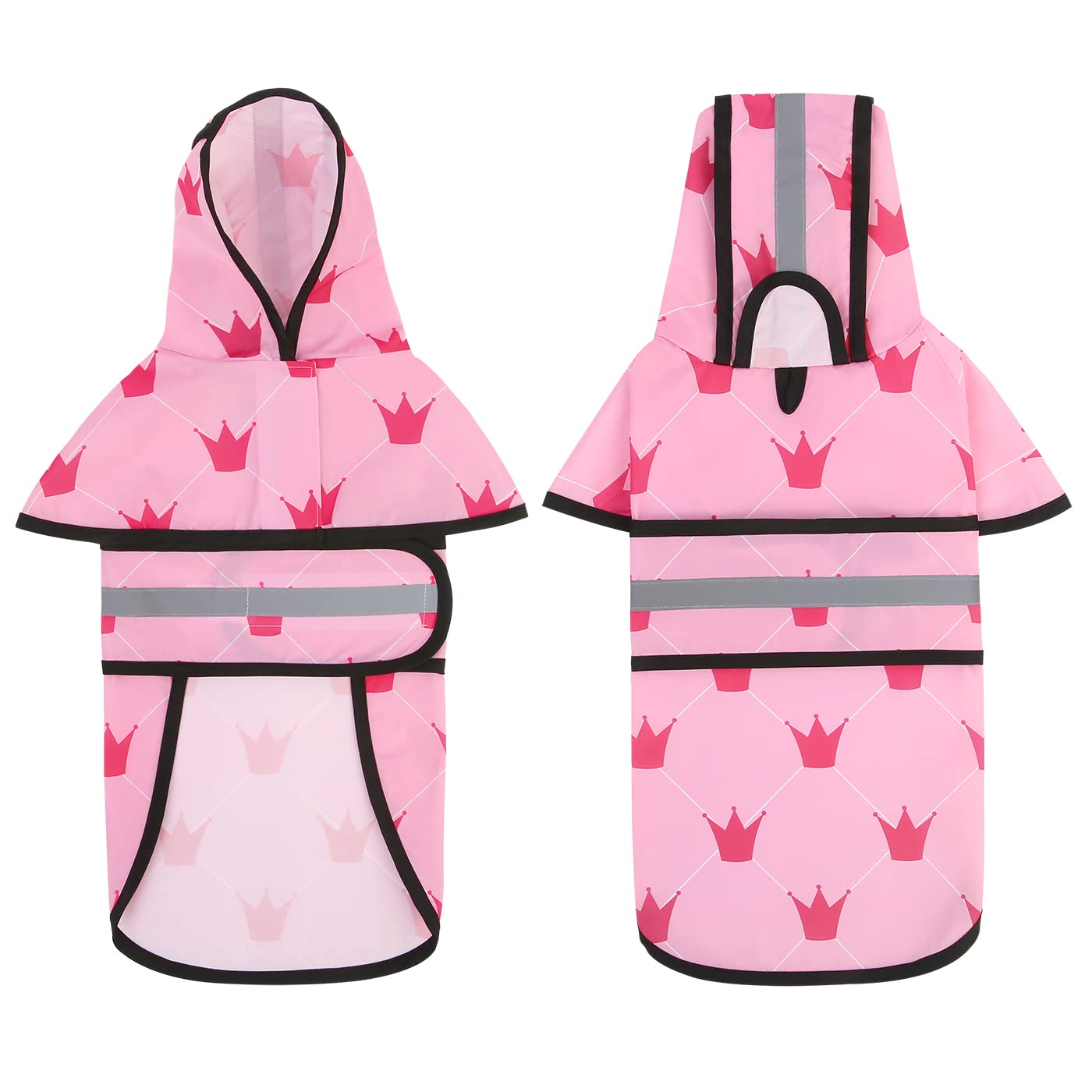 Hde Dog Raincoat Hooded Slicker Poncho For Small To X-Large Dogs And Puppies Princess - M