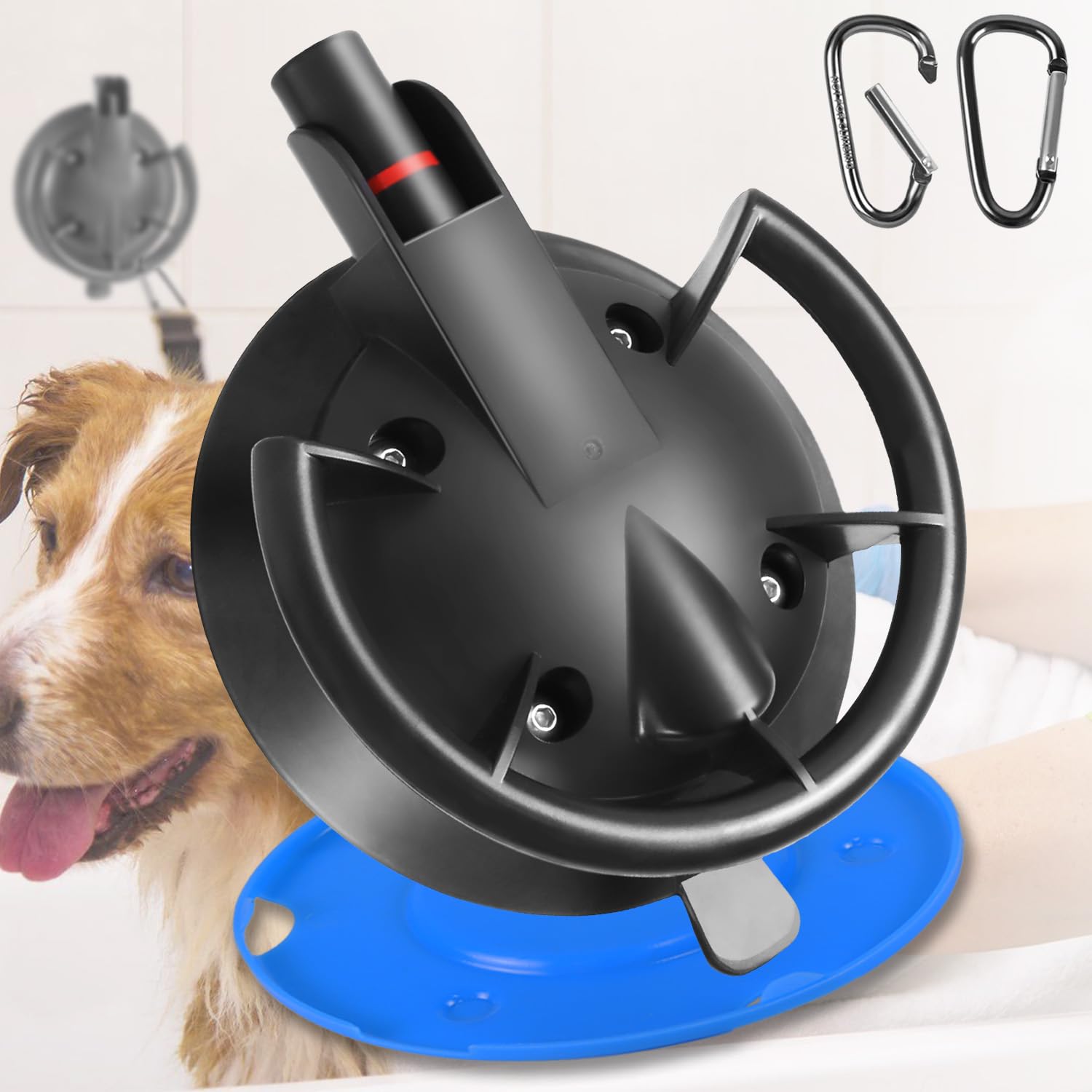 Hlogree Heavy Duty Dog Bathing Suction Cup For Large Dog Within 110Lbs, Pet Dog Cat Bath Holder Suction Cup Anchor For Grooming 