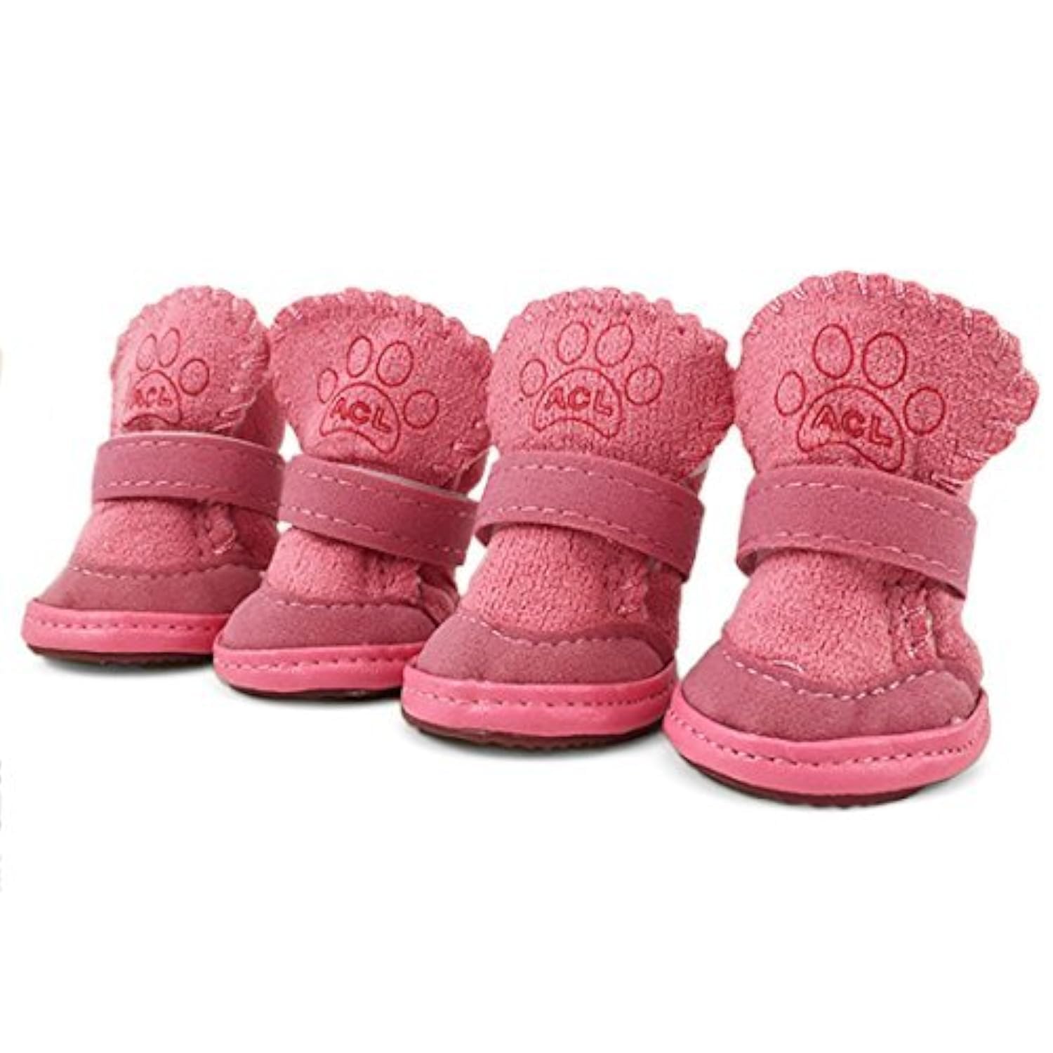 URBEST Dog Shoes with Hook Loop Closure Booties Pet Dog Chihuahua Shoes Boots, 4Pcs (4#, Pink)