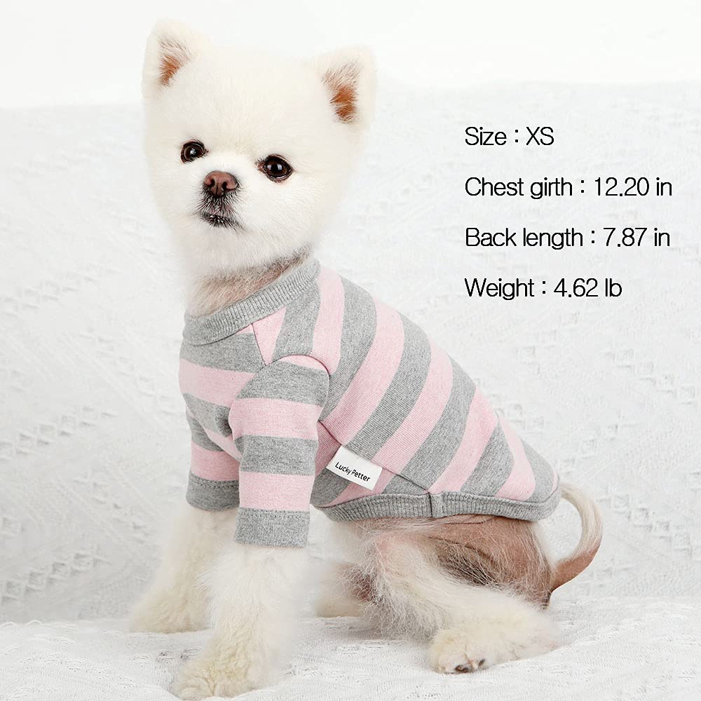 Lucky Petter Dog Cotton Shirts For Small And Large Dogs Rugby Striped T-Shirts Soft Breathable Dog Shirt Pet Clothes (X-Small, P