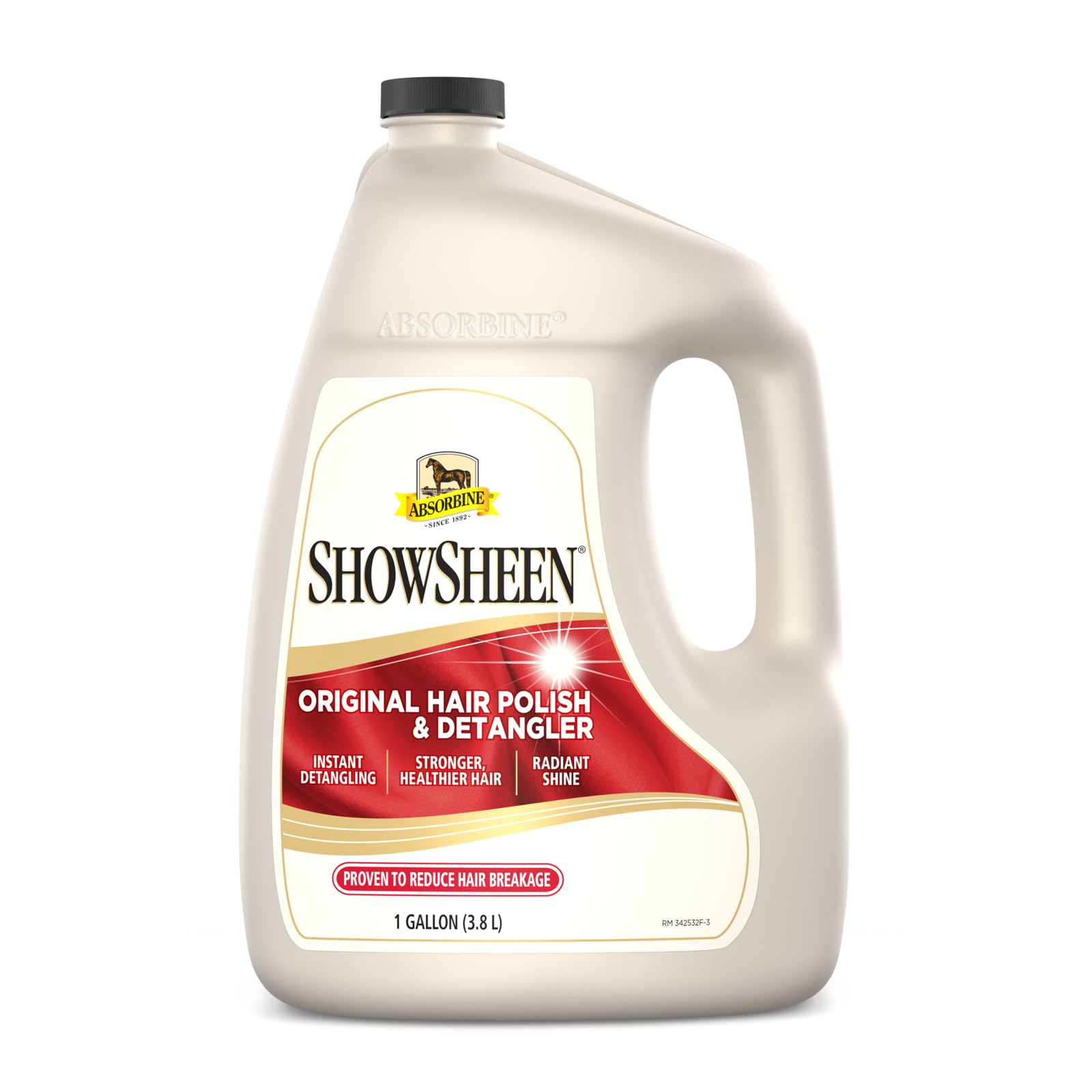Absorbine Showsheen Hair Polish & Detangler 128Oz Refill Jug, Horse And Dog Coat, Mane And Tail, Instant Detangling & Reduces Ha