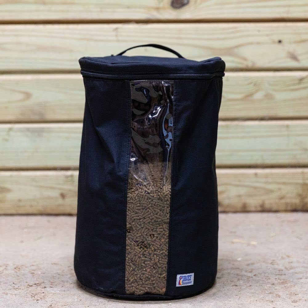Dura-Tech E-Z View Grain Bag | Color Black | Horse Stable Essential | Travel-Friendly Grain Bag | E-Z View Front Panel | Holds W