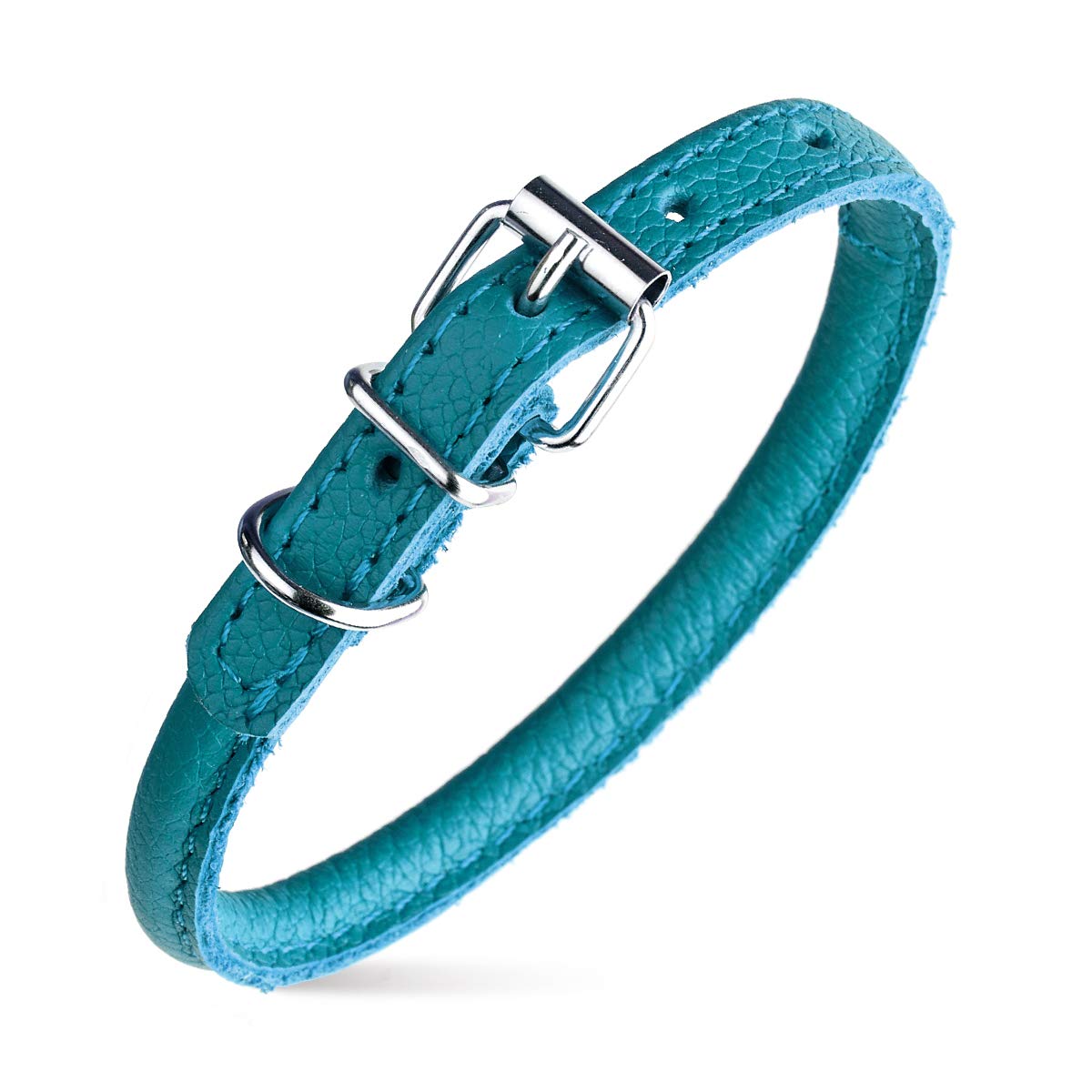 Dogline Rolled Leather Dog Collar - For Small, Medium And Large Breeds - Soft And Padded Round Luxury Design 1/4 By 6-8'' Round 