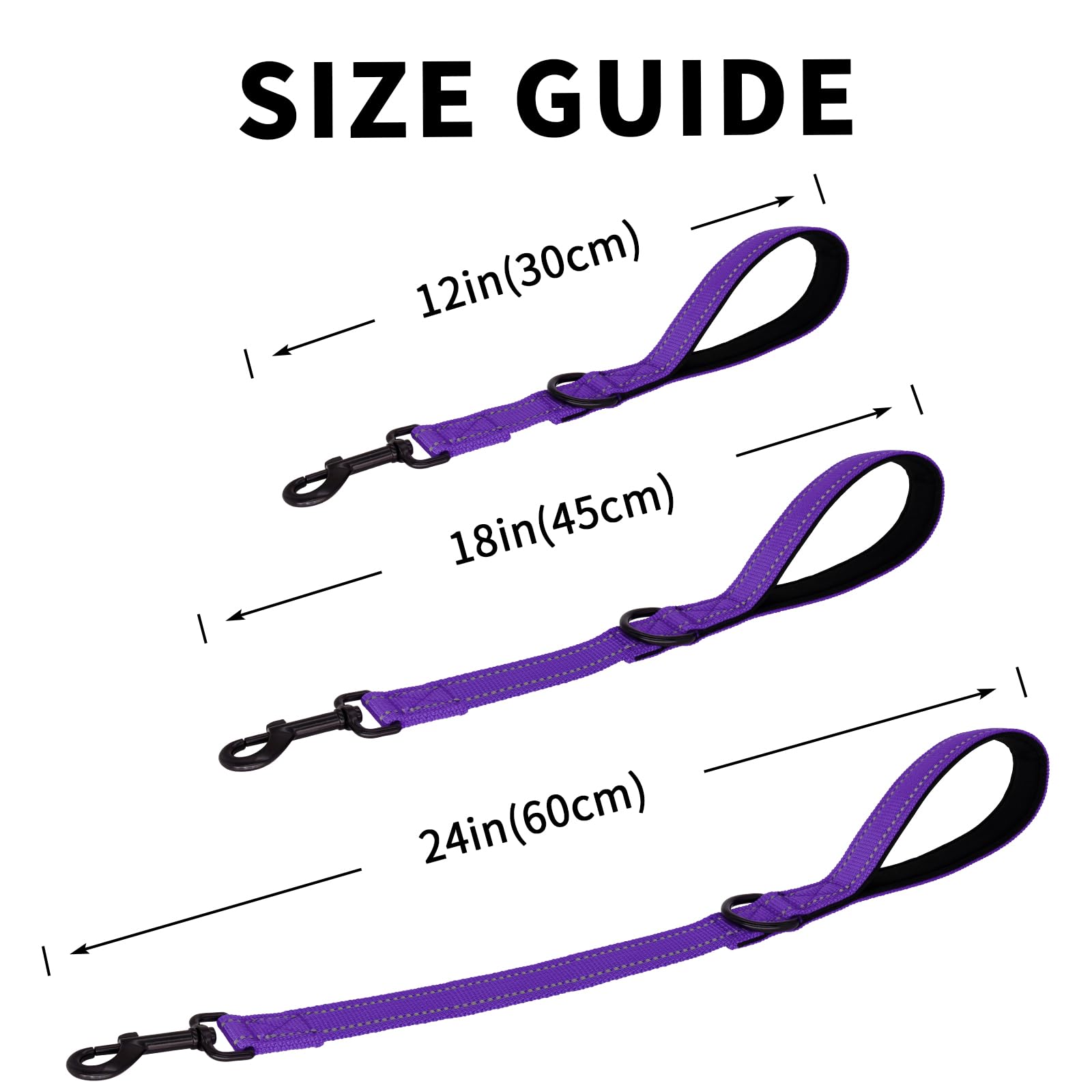 Giecooh Short Dog Leash, Reflective Traffic Leash With Padded Handle, 1 Ft Nylon Training Leashes For Small Meidum Large Dogs, P
