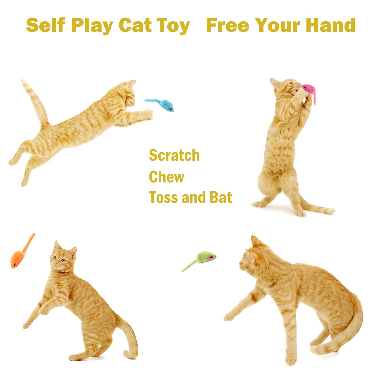 MeoHui 12PCS Faux Fur Cat Toys - 5.5” Realistic Mice with Catnip, Interactive Rattle Mouse Toys for Indoor Cats and Kittens