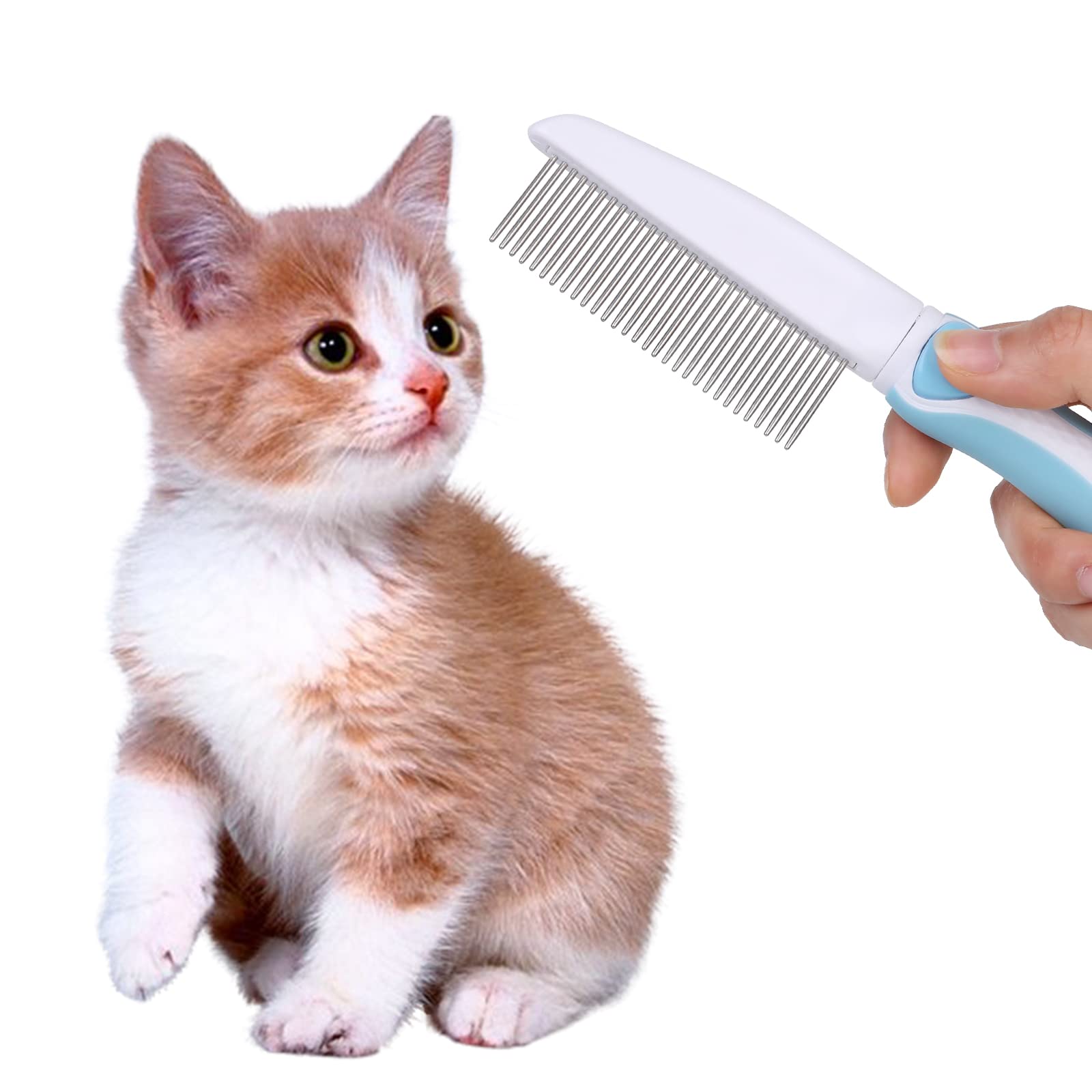Professional Stainless Steel Grooming Comb For Dogs & Cats - Detangler For Long/Curly Hair, Removes Tough Mats, Knots & Tangles