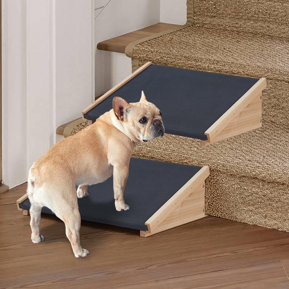 beeNbkks Dog Ramp for Stairs, Non-Slip Rubber Pet Ramps for Small Medium Dogs Cats, Gentle Slope Step and Stair Assist for Senio