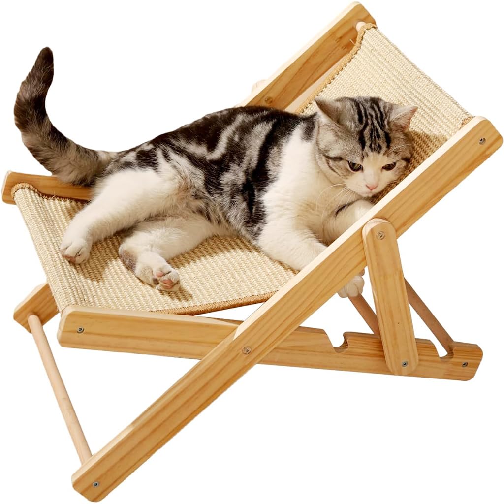 Qpets Brown Cat Scratcher Bed, Adjustable Height, 23.6X15.7X3.9 Inches