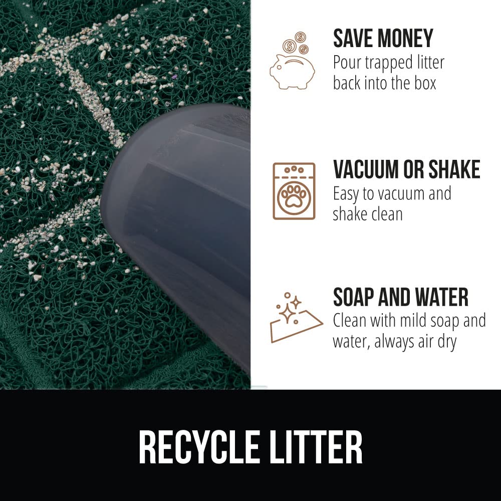 Gorilla Grip Thick Cat Litter Trapping Mat, 47X35, Less Waste, Traps Mess From Box For Cleaner Floors, Stays In Place For Cats, Soft On Paws, Easy Clean, Jumbo Size, Durable Backing, Hunter Green