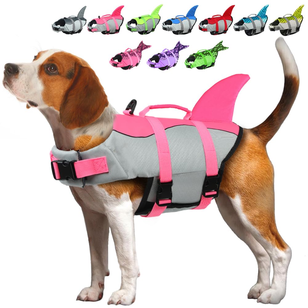 Emust Dog Life Vests, Dog Floats For Swimming, Boat, Pool, Ripstop Dog Life Jacket With High Buoyancy And Lift Handle For Small And Medium Breeds, (M,Pink)