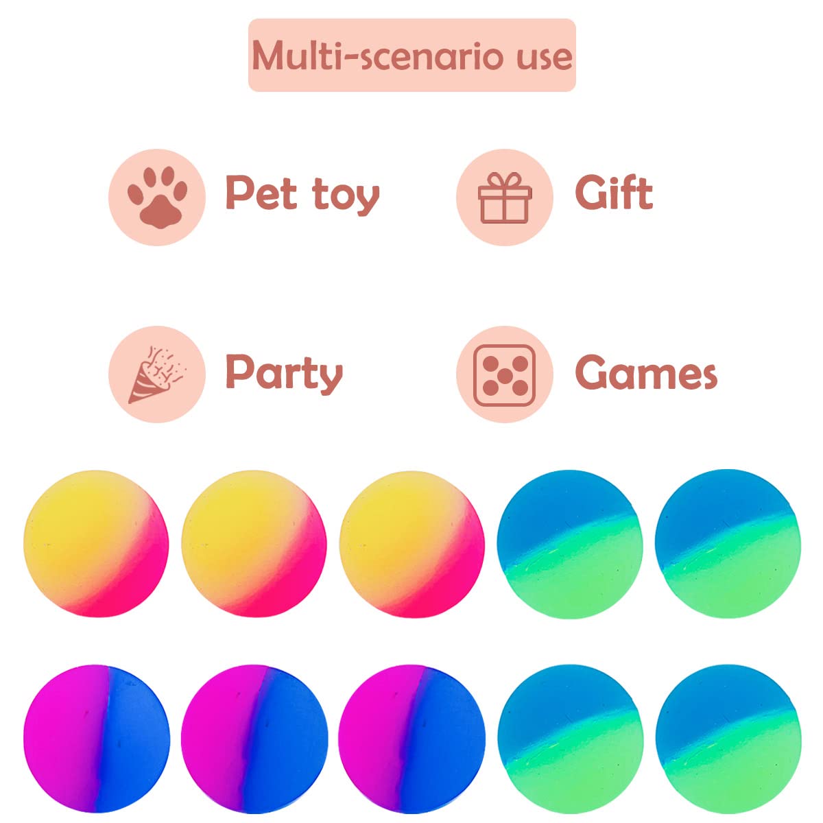 Pet Show 20Pcs 1.2 Inch Cat Toy Bouncy Balls Interactive Kitten Bouncing Ball For Indoor Cats Pet Birthday Gift Colorful Chase R