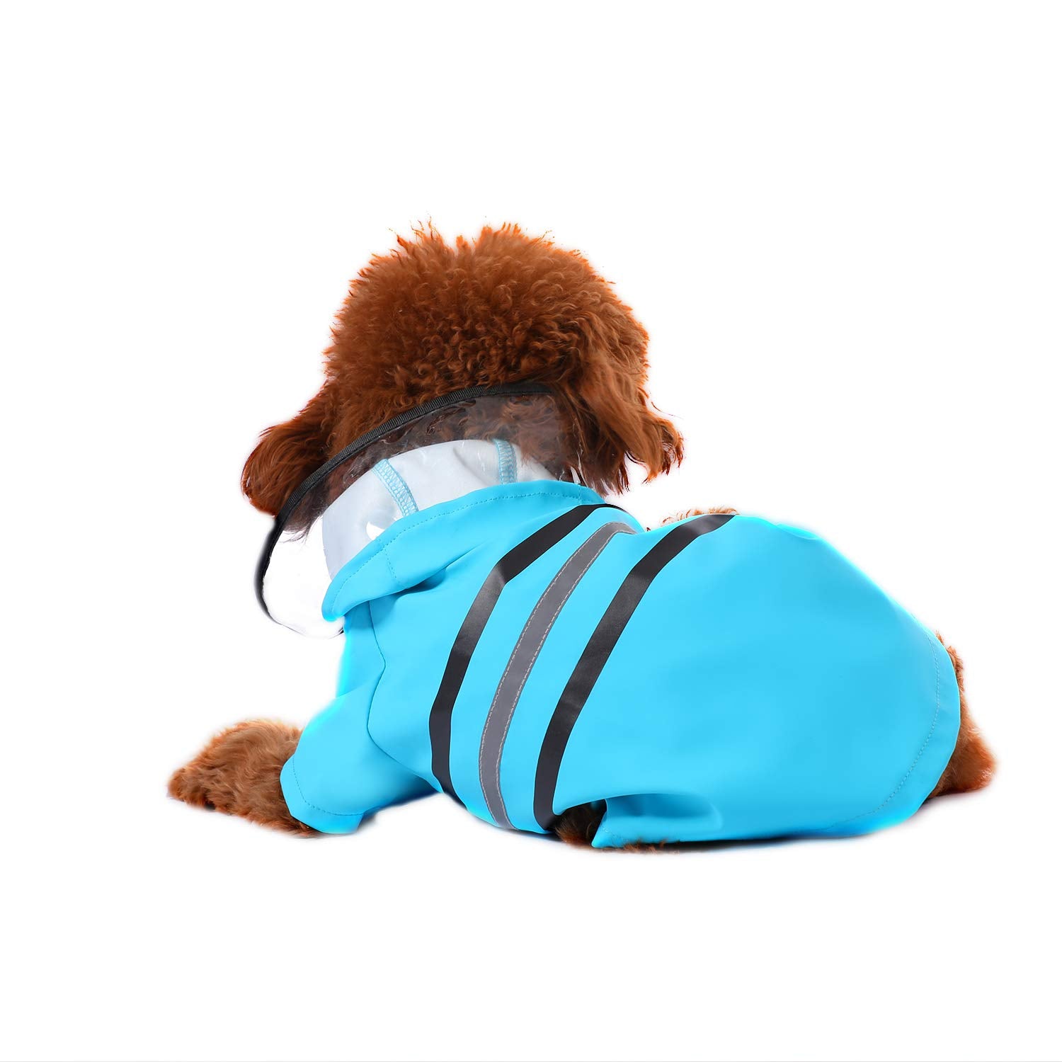 Wizland Reflective Dog Raincoat Dog Rain Jacket With Hood Lightweight Waterproof Rain Coat For Puppies (Blue L)