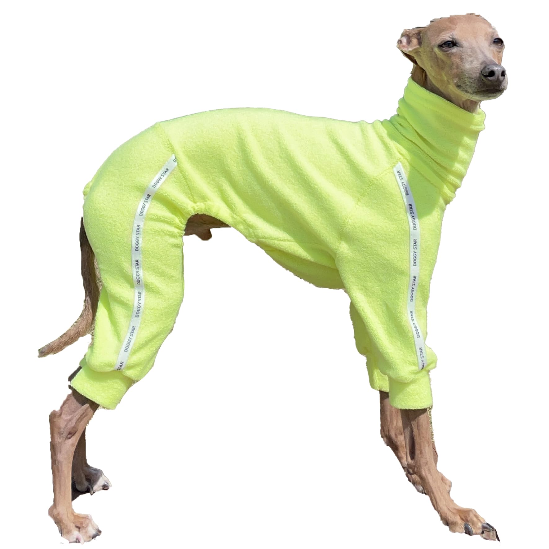 D Doggy Star Italian Greyhound Clothes Stretchy Towel Sports Onesie Outfit Whippet For Dog Coat (S,Twl Neonyellow)