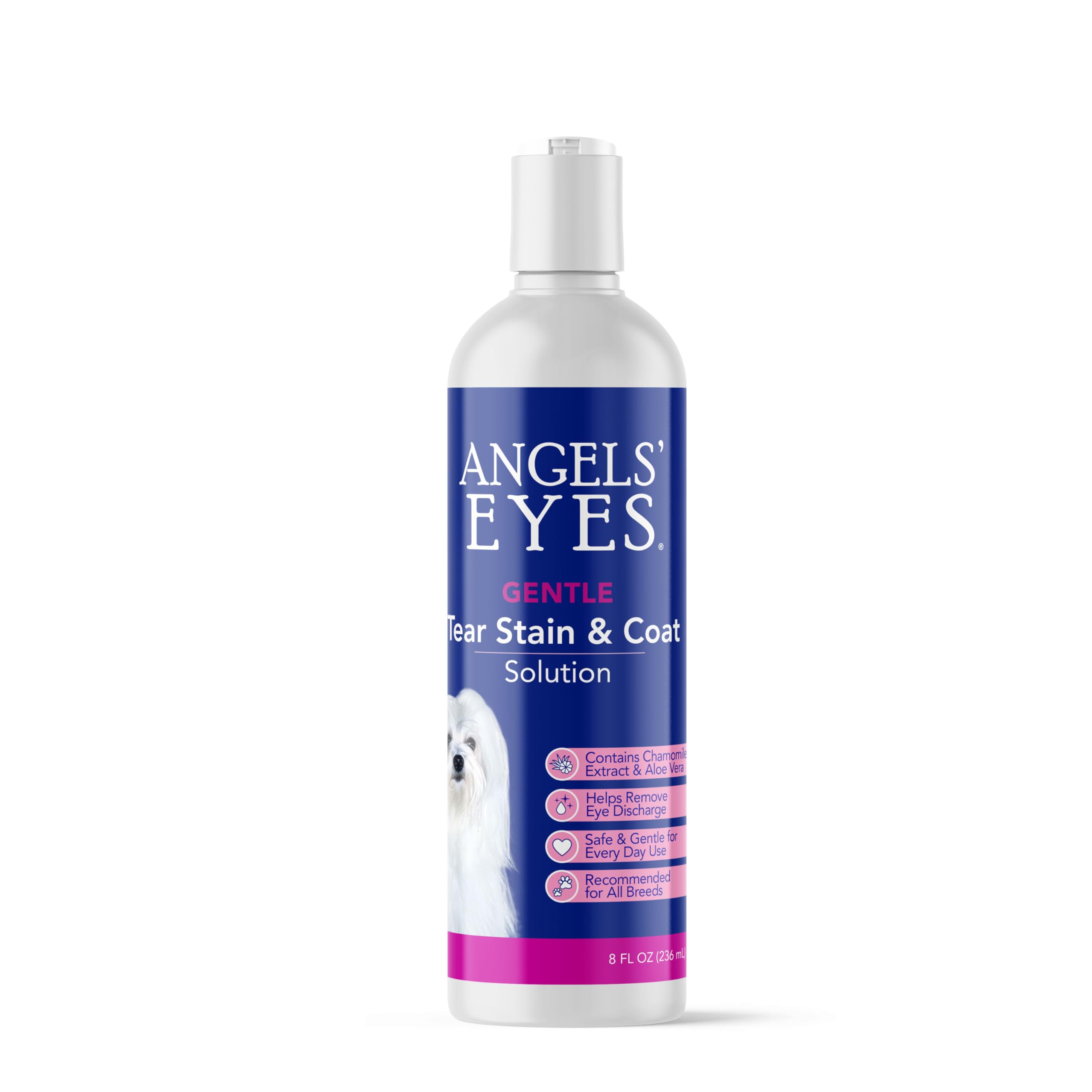 ANGELS EYES Gentle Tear Stain Solution for Dogs and Cats | 8 oz Solution for Eye Area and Face | Remove Discharge, Dirt, Tear S