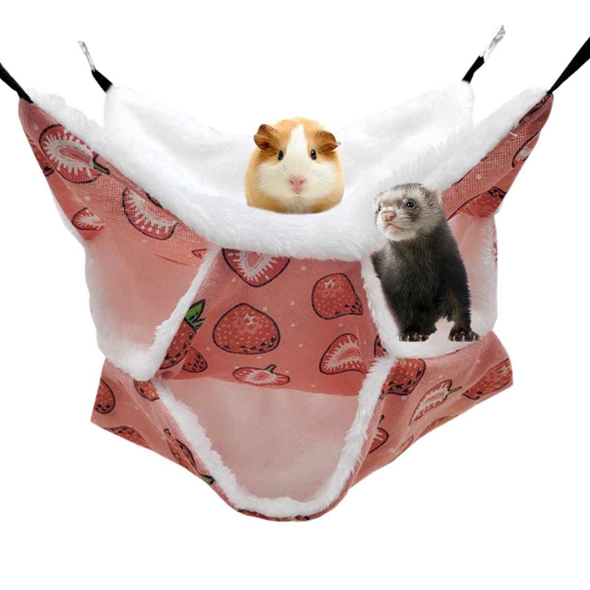 Lyart Guinea Pig Rat Ferret Hammock And Warm Bed Small Pet Hideout Tunnel Cave Hanging Bunkbed Hammock Cage Toy For Hamster Suga