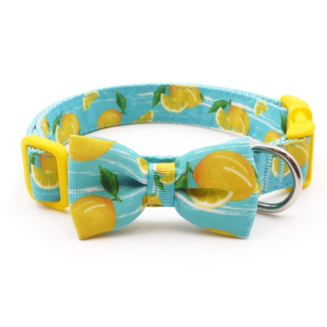 Azuza Dog Collar Bow Tie Lemon Dog Collar Soft Adjustable Bowtie Dog Collars For Extra Small Dogs