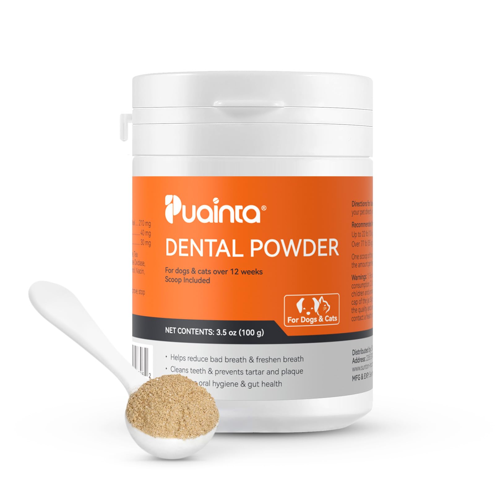PUAINTA Dog Dental Powder, Dog Teeth Cleaning Powder for Teeth Cleaning Breath Freshener, Dental Care Plaque Off Tartar Remover 